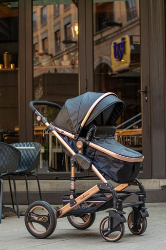 Belecoo Q3 PU Leather 2 in 1 Stroller / Bassinet - Black